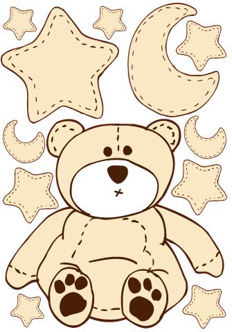 Tan Teddy Bear Wall Decals Stickers