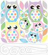 Multicolored Owl Wall Decals with Polka Dots Owl Wall Stickers/Owl Nursery Decor