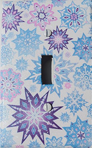 Single Toggle Multicolored Snowflake Light Switch Plate Covers/Purple, Pink, and Blue Snow Flake Wall Decor