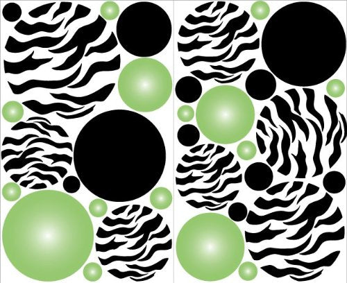 Zebra Print Green Radial Dot Wall Decals / Stickers / Decor