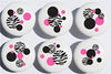 Zebra Print Dot Drawer Pulls / Zebra Ceramic Drawer Knobs , Set of 6