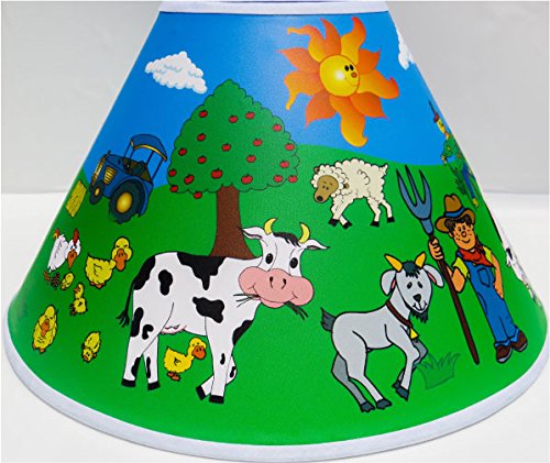 Farm Animal Lamp Shade / Complete Farm Theme with Barnyard, Cows, Horses, Pigs, Chickens, Ducks, and Tractor