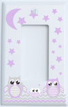 Grey and Purple Owl Light Switch Wall Plate Covers and Outlet Covers / Owl Nursery Decor