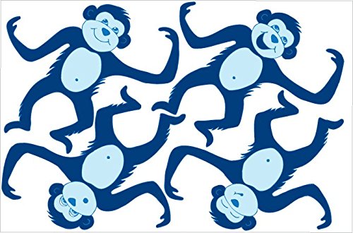 Barrel Monkey Wall Stickers in Dark Blue Monkies