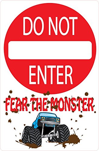 Monster Truck Street Sign Wall Decal | Boys Room Wall Sticker Small
