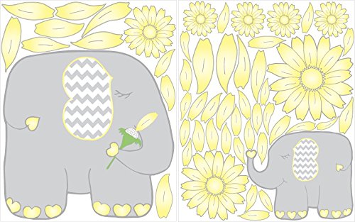 Flowers and Elephant Wall Decals Stickers/Elephant Nursery Wall Decor