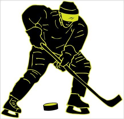 Hockey Player Wall Decals / Hockey Wall Stickers in Green and Black