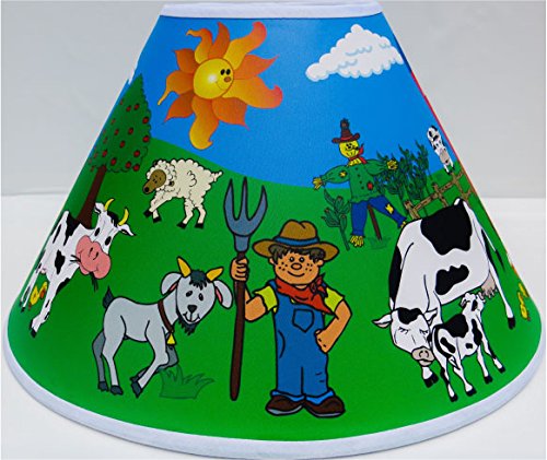 Farm Animal Lamp Shade / Complete Farm Theme with Barnyard, Cows, Horses, Pigs, Chickens, Ducks, and Tractor