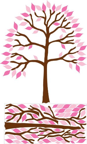 Large Tree with Pink Leaves Tree Wall Decal, Stickers, Decor