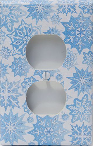 Snow Flakes Outlet Switch Plate Cover in Ice Blue/Snowflake Wall Decor