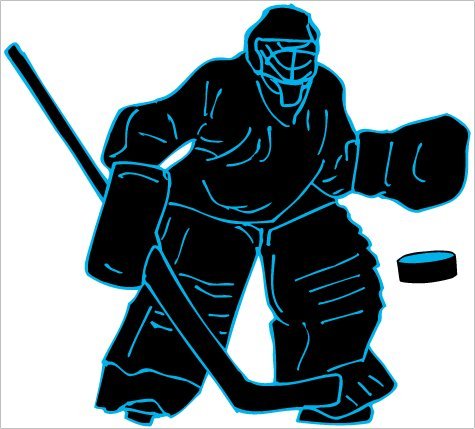 Hockey Goalie Wall Decals / Hockey Wall Stickers in Black with Blue