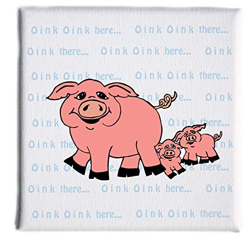 Canvas Print Nursery Rhyme Old Macdonald Had A Farm, Barn Animals on a 5x5 x 3/4in. Wood Framed Canvas Wrapped Wall Art Cows, Chickens, Pigs