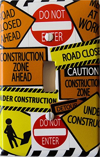 Construction Sign Light Switch Plate Cover / Street Sign Switch Plate Wall Decor (Single Toggle)