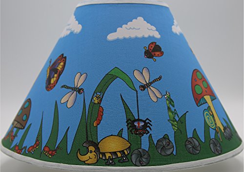 Bugs Garden Lamp Shade Childrens Nursery Decor with Lady Bugs, Dragonfly, Bees, Butterfly, and More
