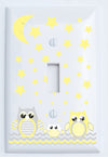 Grey and Yellow Owl Light Switch Wall Plate and Outlet Cover / Owl Nursery Decor