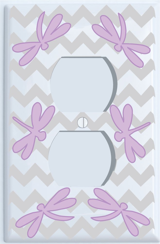 Purple Dragonfly Switch Plate Covers / Dragonfly Nursery Wall Decor