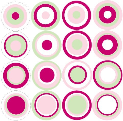 Multi Dots Cranberry, Pink , Green, and White Wall Stickers
