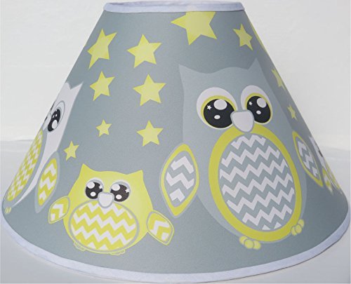 Grey and Yellow Owl Lamp Shade / Children's Yellow Owl Nursery Room Decor