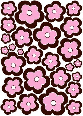 27 Pink and Brown Flower Wall Stickers