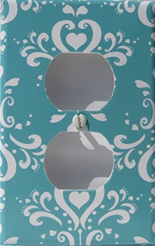 Aqua Damask Light Switch Cover Plate and Outlet Covers