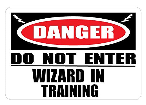 Danger Wizard In Training Wall Decal Sticker / Door Sign Wizard Wall Decor
