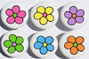 Daisy Pop Flower Drawer Pulls / Flower Ceramic Drawer Knobs, Set of 6