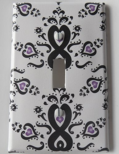 Damask with Purple Radial Hearts Light Switch Plate Cover