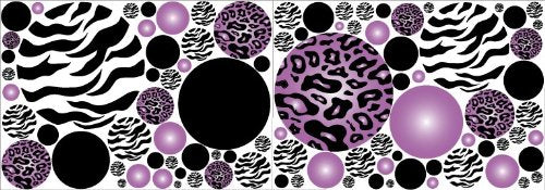 Purple Leopard / Cheetah and Zebra Print Polka Dots Wall Decals / Stickers