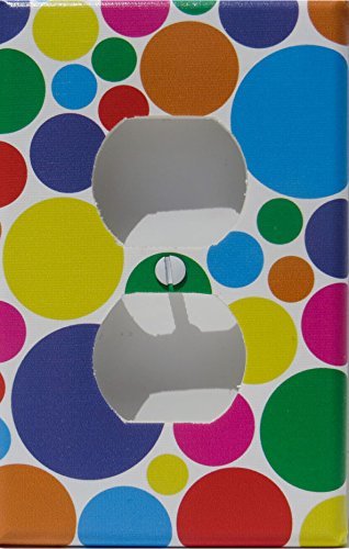 Rainbow Polka Dot Outlet Switch Plate Cover in Pink, Purple, Blue, Red, Green Yellow, and Orange Dots