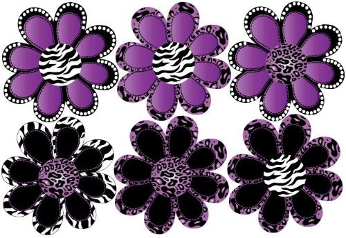 Purple Animal Print octi- petal Flowers Wall Stickers, Decals Decor