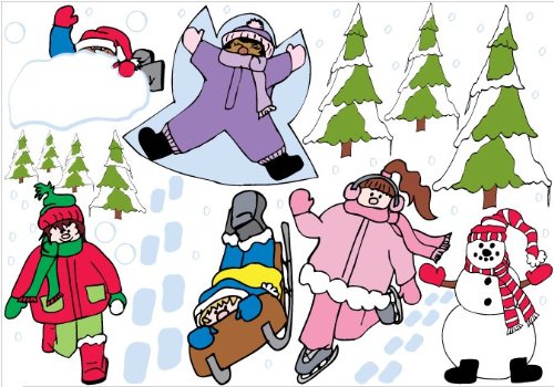 Winter Wonderland Wall Stickers / Decals Children Playing in the Snow