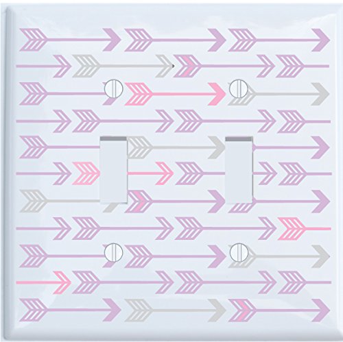 Pink, Grey and Purple Arrow Print Light Switch Plate and Outlet Covers/Arrows Woodland Nursery Wall Decor for Baby Girls