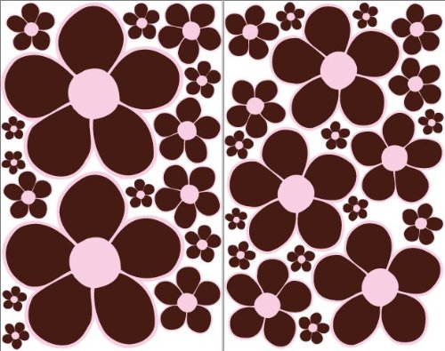 Brown with Pink center Daisy Flower Wall Stickers, Decals, Decor