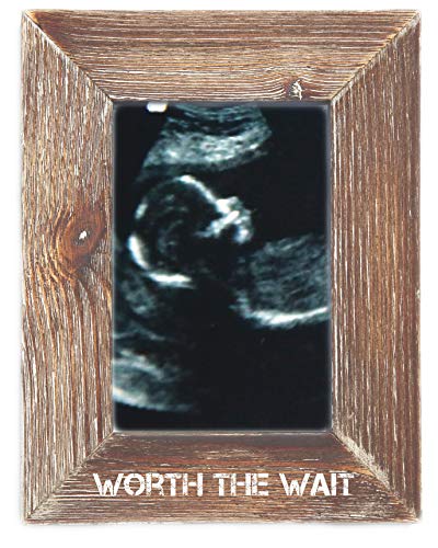 Worth The Wait  Natural Wood 4 x 6 inch Picture Frame for Ultrasound Sonogram Photos Nursery Home Decor