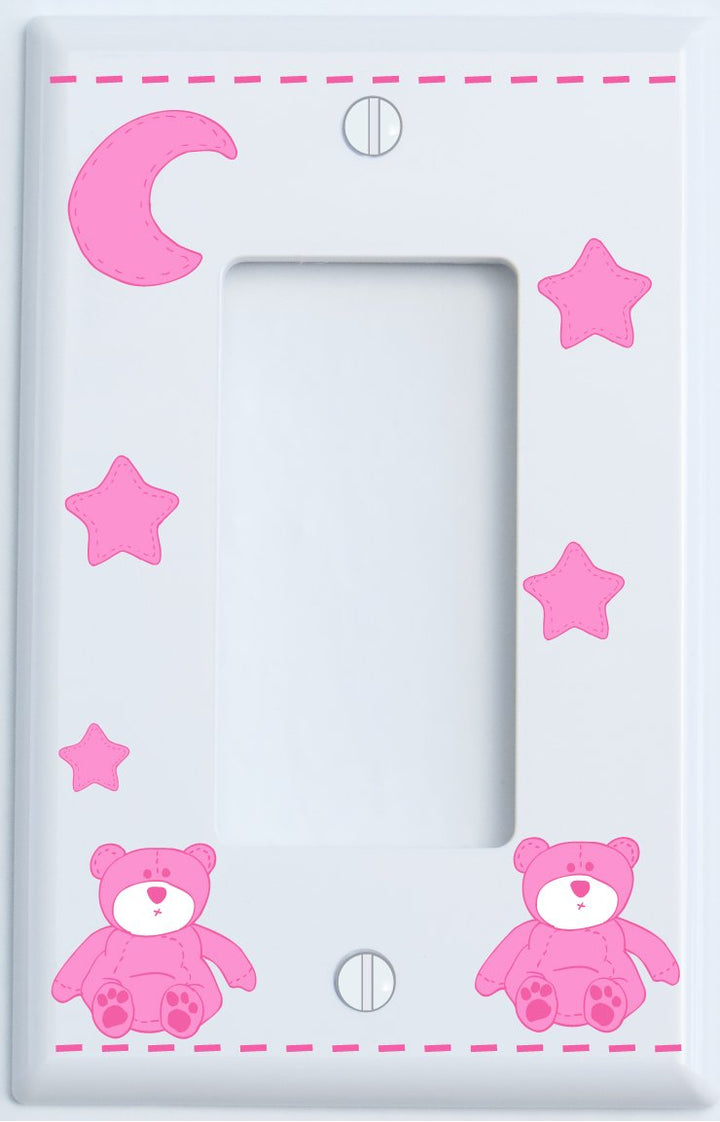 Pink Teddy Bear Light Switch Cover Plate and Outlet Covers
