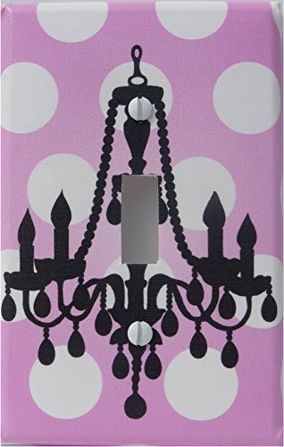 Chandelier Light Switch Plate Cover/ Single Toggle / Pink with White Polka Dots Wall Decor
