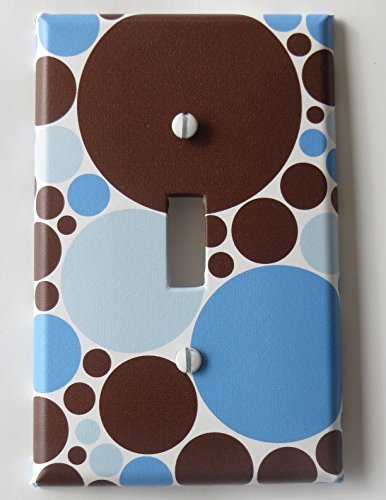 Blue and Brown Polka Dot Light Switch Plate Covers / Single Toggle /