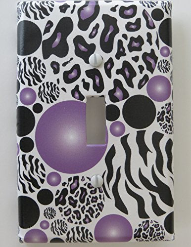 Purple Radial Leopard and Zebra Print Polka Dots Switch Plate Covers