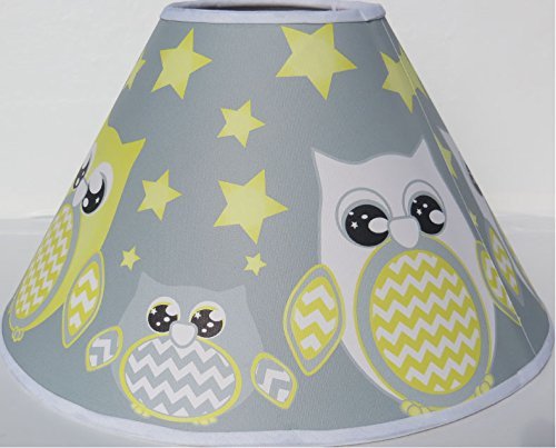 Grey and Yellow Owl Lamp Shade / Children's Yellow Owl Nursery Room Decor