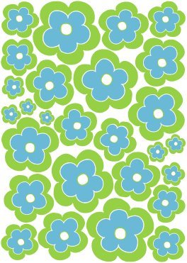 Sea Escape Blue and Green Flower Wall Stickers