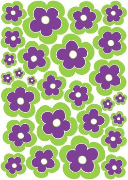 Purple and Green Flower Wall Decals