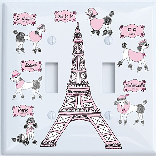 Poodle in Paris Light Switch Plate Covers for The Wall/Paris Room Decor (Single Toogle)
