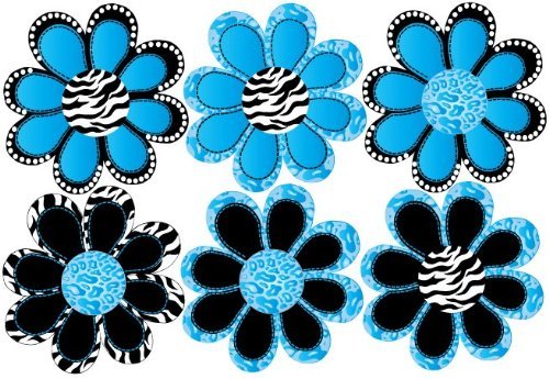 Blue Zebra and Leopard Print / Animal Print octi- petal Flowers Wall Stickers, Decals