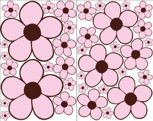Pink with Brown center Daisy Flower Wall Stickers, Decals, Decor