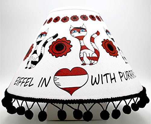 Red and White Cat Hats in Paris Lamp Shade/Paris Room Decor