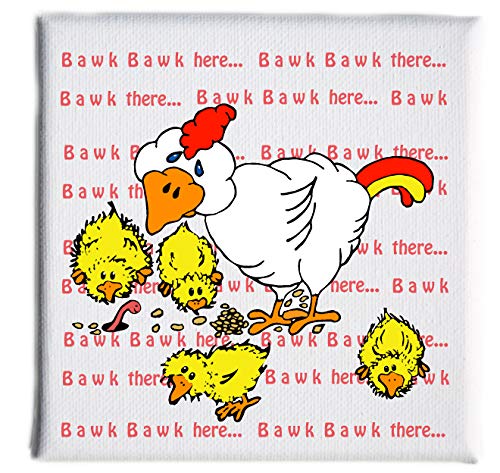 Canvas Print Nursery Rhyme Old Macdonald Had A Farm, Barn Animals on a 5x5 x 3/4in. Wood Framed Canvas Wrapped Wall Art Cows, Chickens, Pigs