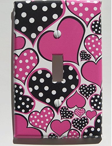 Polka Dot Hot Pink Heart Light Switch Plate Covers