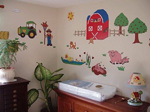 Giant Farm Animal Wall Decals  Stickers with Barnyard Animals, Cows, Sheep, Pigs, Horse, Goats, Chickens, Ducks, Puppy Dog and Cat