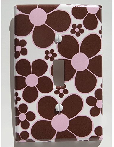 Brown and Pink Daisy Flower Light Switch Plate Cover