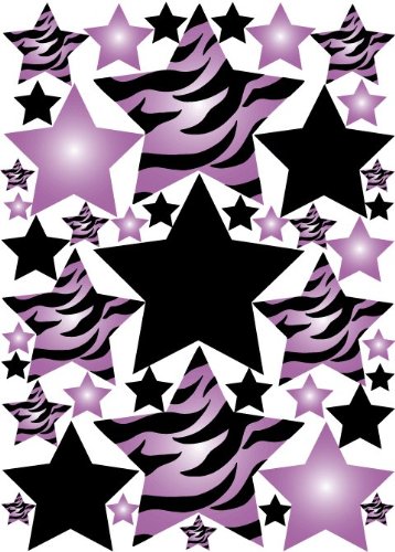 Purple 3D Zebra Print Star Wall Sticker Decals
